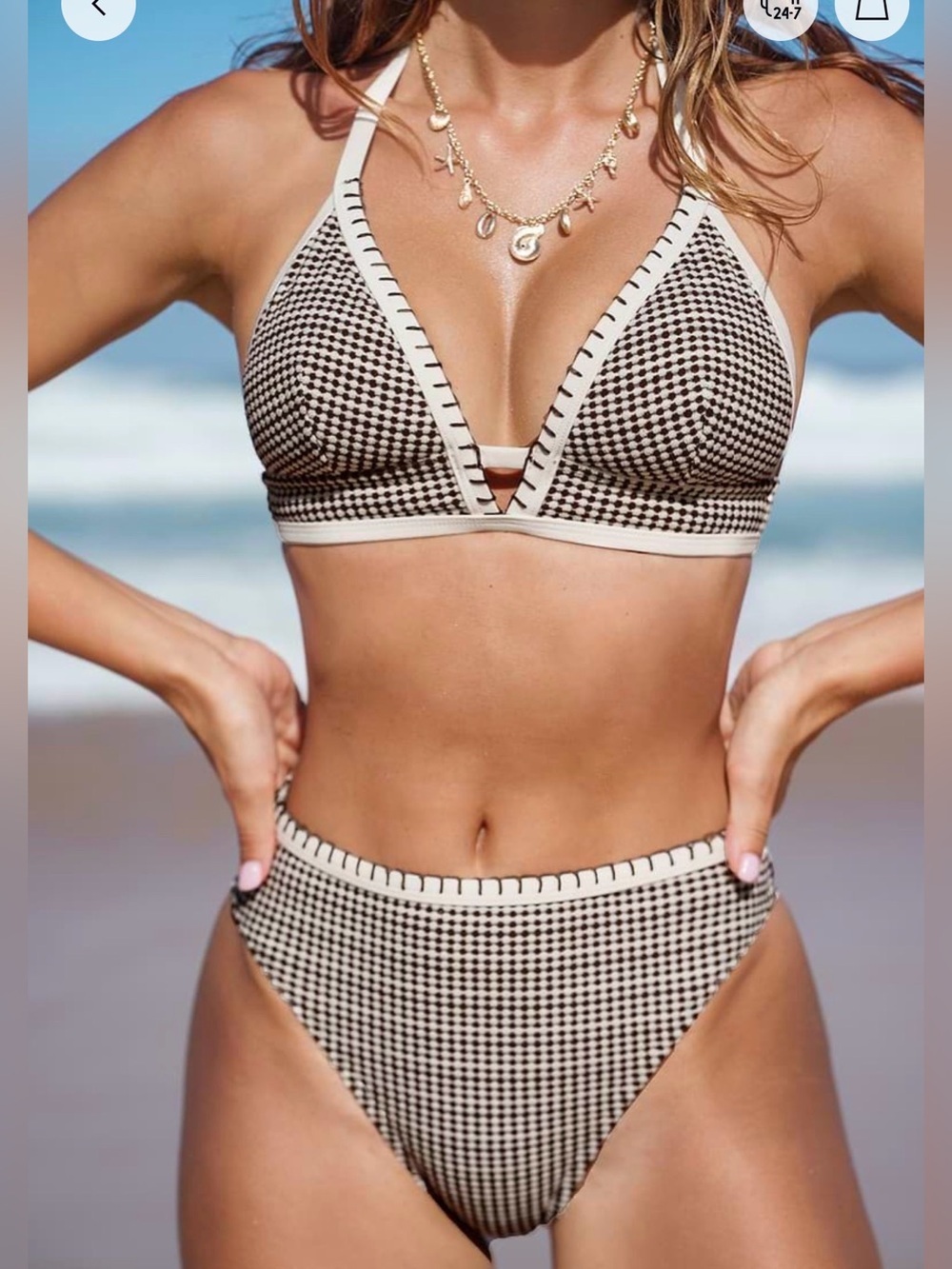 NWT CUPSHE Tiramisu Bikini Set Size Medium Beach Vacation Summer Resort